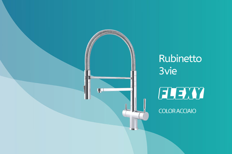 Rubinetto a 3 vie a molla color acciaio