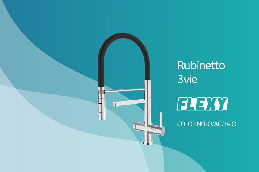 Rubinetto a 3 vie a molla color nero